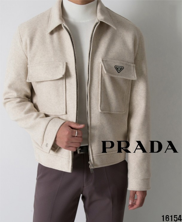 프라다 2온스 울 미니멀 자켓