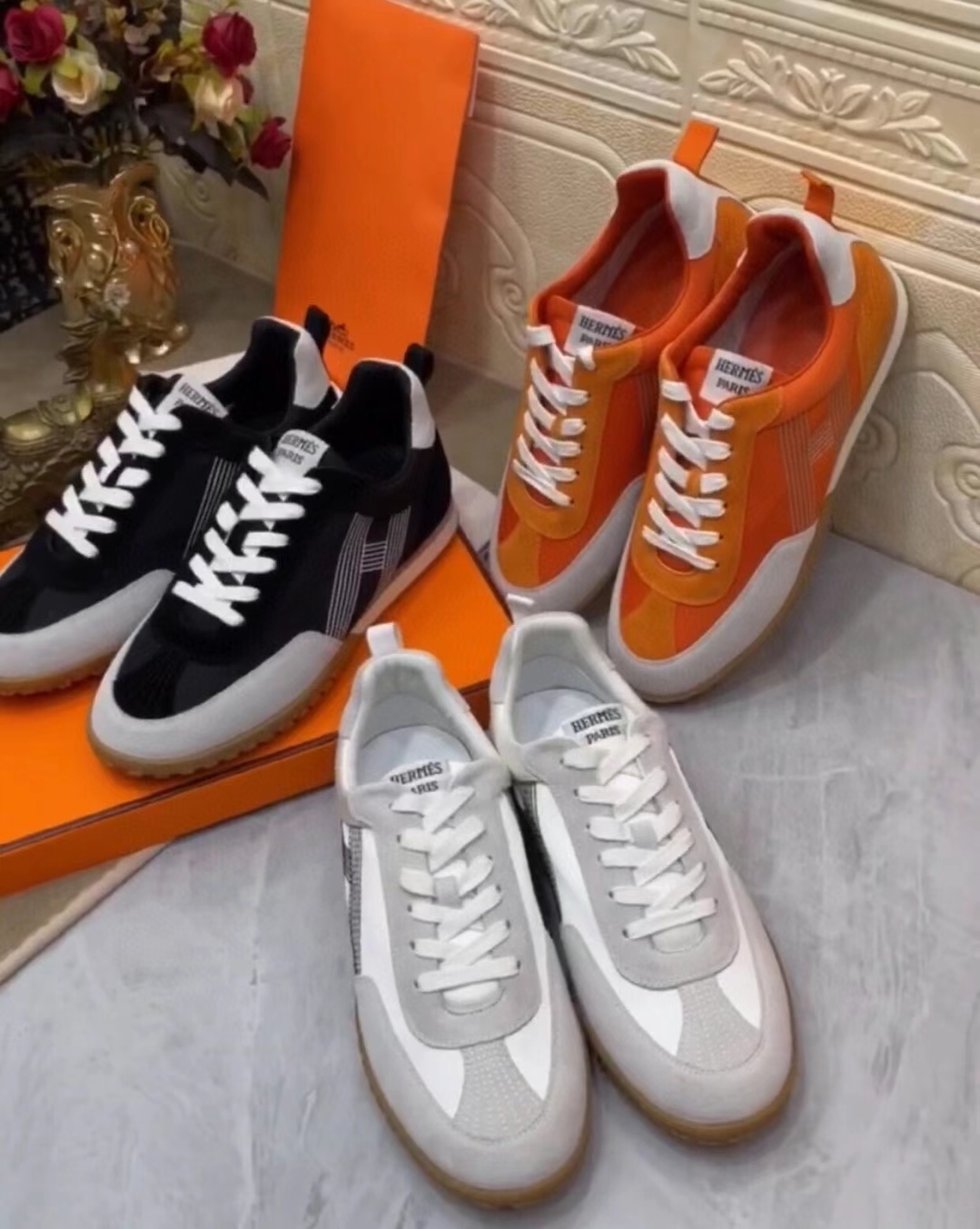 22년 에르메스 DRIVE 드라이브 스웨이드 염소가죽 남녀공용 스니커즈
