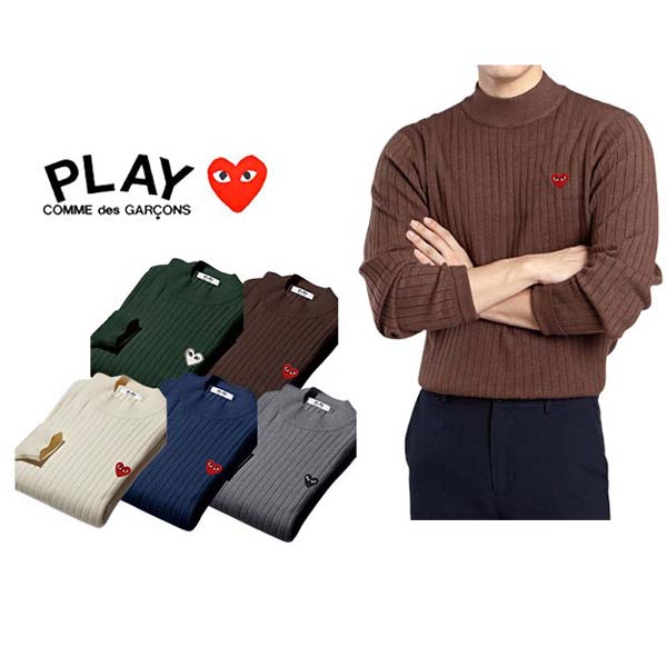 꼼데가르송 와펜 골지 반폴라 니트 6종