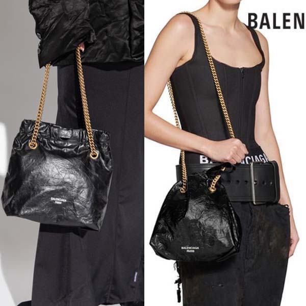 발렌시아가 Crush 스몰 레더 토트백 블랙