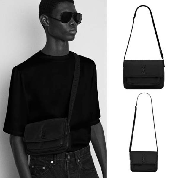 입생로랑 로고 나일론 니키 메신져백