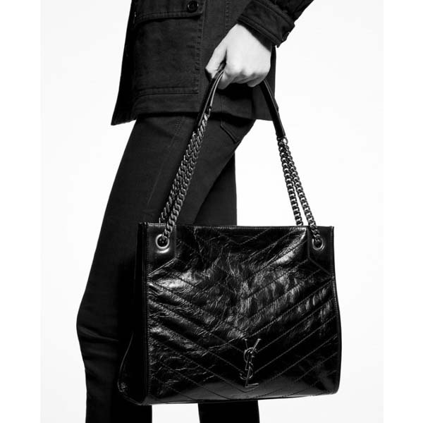 입생로랑 로고 니키 빈티지 가죽 쇼핑백