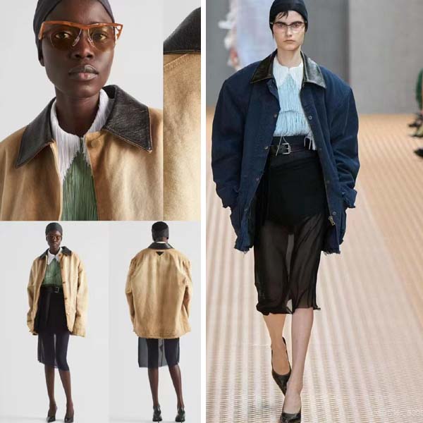 24년 프라다 로고 코듀로이 런어웨이 레더 재킷 2종 0331