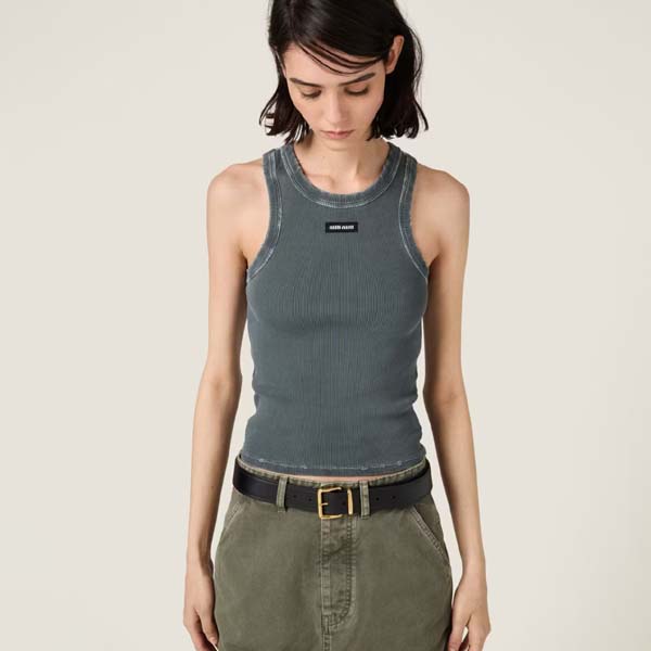 25년 미우미우 로고 블랙 코듀로이 워싱 나시 0424