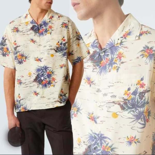 25년 프라다 로고 플라워 반팔 셔츠 0505