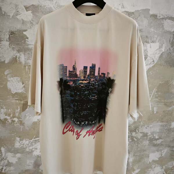 25년 발렌시아가 로고 특수 워싱 프린팅 라운드 반팔 티셔츠 0604