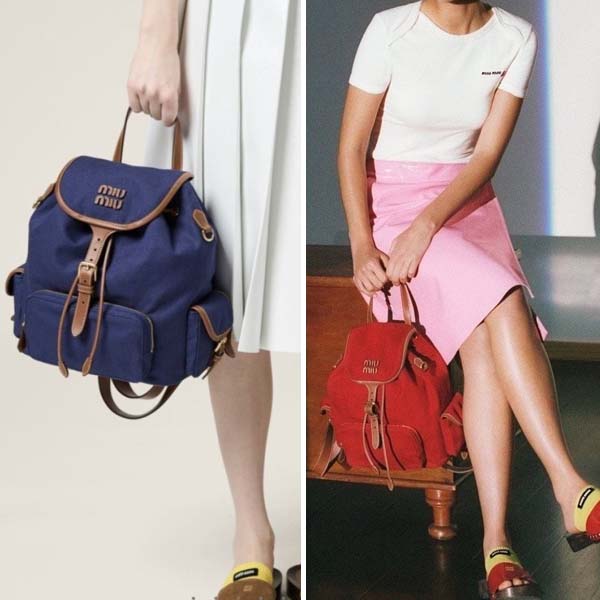미우미우 레터링로고 캔버스 백팩 2종