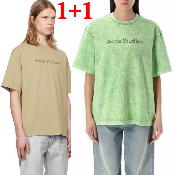 25년 아크네스튜디오 비즈공예 로고 특수 워싱 반팔 티셔츠 2종 0609
