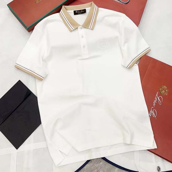 로로피아나 Loro Piana 남성 롤넥 반팔 폴로 셔츠