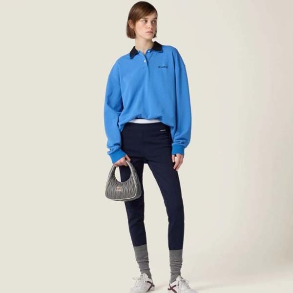 25년 미우미우 로고 더블 칼라 폴로 루즈핏 롱슬리브