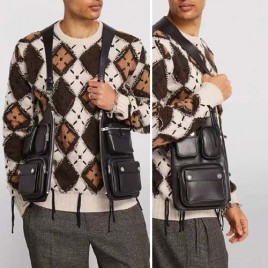 25년 아미리 로고 다중 주머니 레더 조끼백 0818