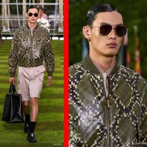 25년 루이비통 컬렉션 스네이크 무늬 레더 재킷 0819