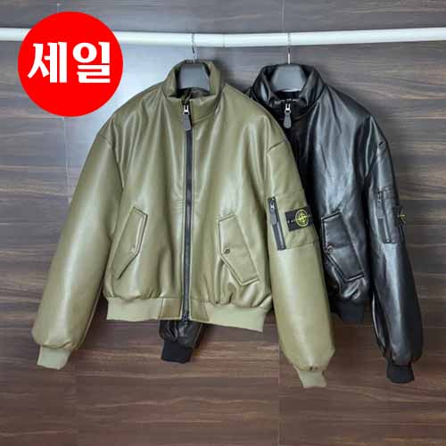 스톤아일랜드 와펜 레더 봄버 재킷 2종