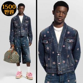 25년 루이비통 큐빅 비즈공예 데님 재킷 1012