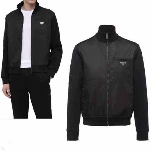 25년 프라다 로고 리버서블 레더 봄버 재킷 1013