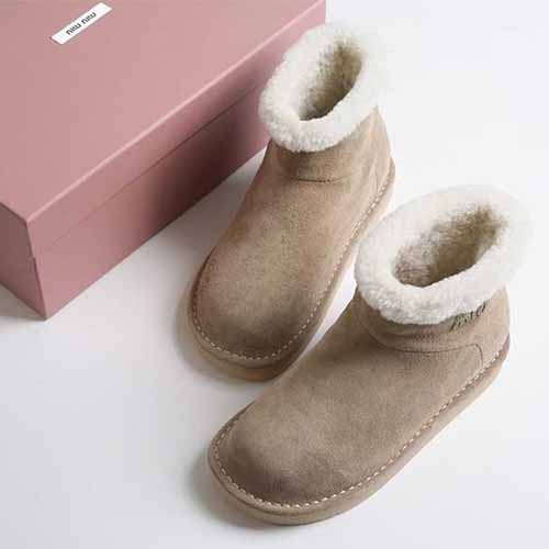 미우미우 스웨이드 시어링 스노우 여성 털부츠