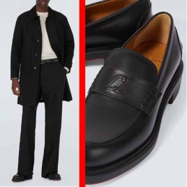 25년 크리스찬 루부탱 로고 모노그램 레더 로퍼 1111