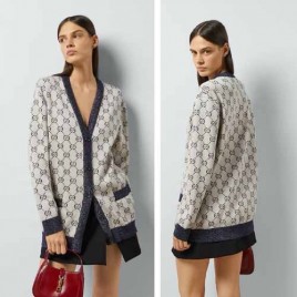 구찌 GC 여성용 V넥 울 스웨터 카디건