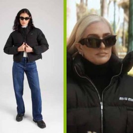 25년 미우미우 자수로고 크롭 다운점퍼