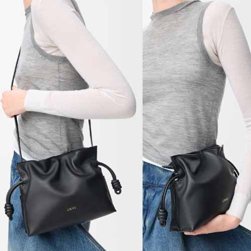 로에베 미니 플라멩코 블랙 클러치백