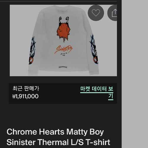 크롬하츠 매티보이 Sinister Thermal 프린팅 긴팔 티셔츠 1123