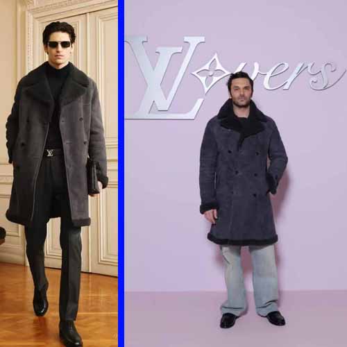 25FW 루이비통 더블 브레스트 레더 Shearling 무스탕 코트 1203