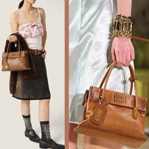 미우미우 로고 솔리테르 브라운 가죽백