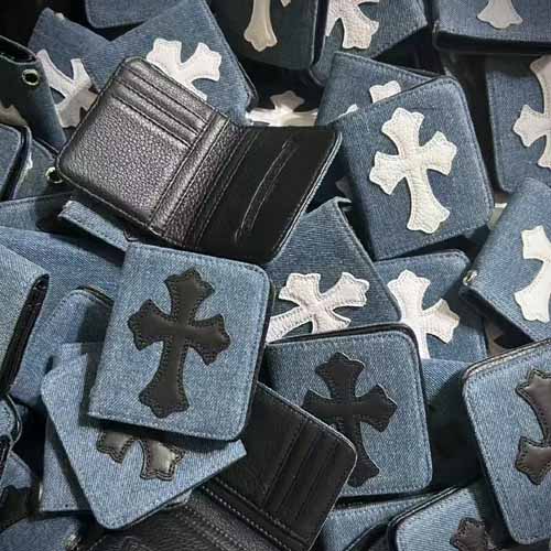 크롬하츠 데님 크로스 패치 Bifold 반지갑 2종 1214