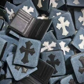 크롬하츠 데님 크로스 패치 Bifold 반지갑 2종 1214