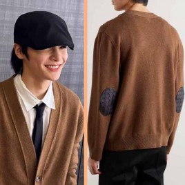 보테가베네타 인트레치아토 레더 트리밍 블렌드 카디건 1222