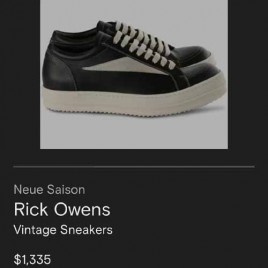 25ss 릭오웬스 반스 다크쉐도우 포터빌 빈티지 레더 스니커즈 1228