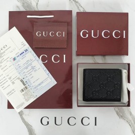 구찌 GC 로고 레더 블랙 반지갑