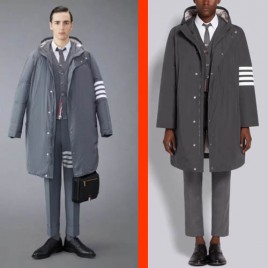 톰브라운 트윌 4바 다운필 그레이 코트