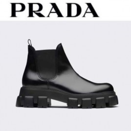 프라다 모놀리스 브러쉬드 레더 첼시 부츠 블랙 0124