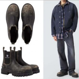 26ss 발렌시아가 스트라이크 레더 첼시 부츠 0202