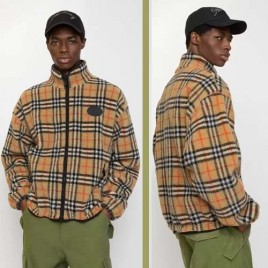 버버리 남성 체크 울 캐시미어 블렌드 플리스 재킷 0207