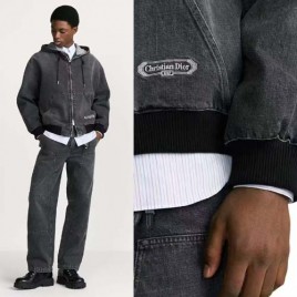 26ss 디올 CD 자수로고 후디 블루종 블랙데님 재킷 0207