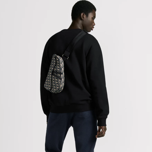 Dior Oblique 자카드 Saddle 백베이지 & 블랙