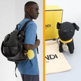 펜디 블랙 노랑띠 도그 키홀더