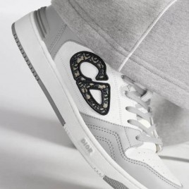 디올 오블리크 CD로고 Dribble 레더 그레이 로우탑 스니커즈