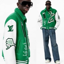 루이비통 로고패치 그린 블루종 재킷