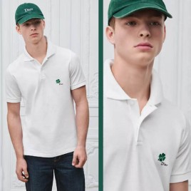 26ss 디올 로고 클로버 자수 폴로 화이트 반팔티셔츠 0224
