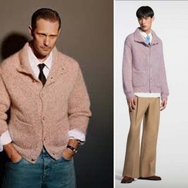 루이비통 더스티 핑크 폴로 카디건