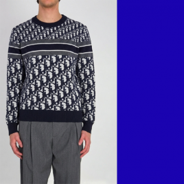 디올 오블리크 블루 니트