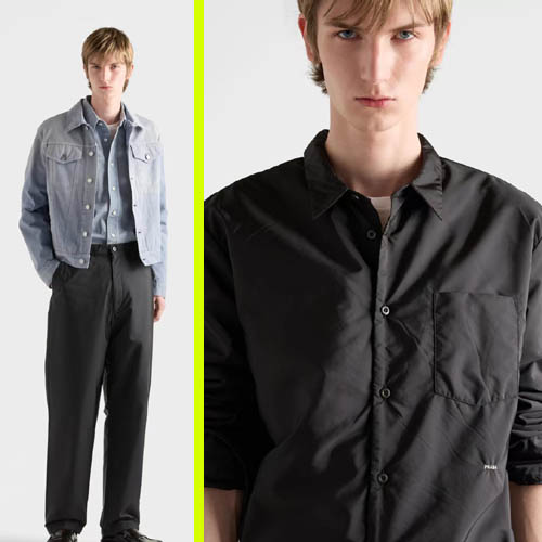 26ss 프라다 자수로고 블랙 셔츠 + 팬츠 세트 0325