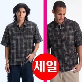 크롬하츠 헤이우드 체크 반팔 집업 셔츠 0326