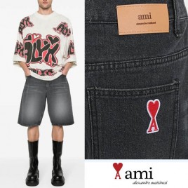 아미 로고 데님 숏 팬츠