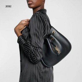 입생로랑 YSL 파리 호보 그레인 블랙 레더백