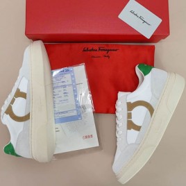 페레가모 로고 간치니 아웃라인 로우컷 레더 스니커즈