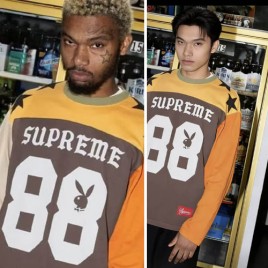 26ss 슈프림 x 플레이보이 컬러블록 풋볼 스웨트셔츠 0407